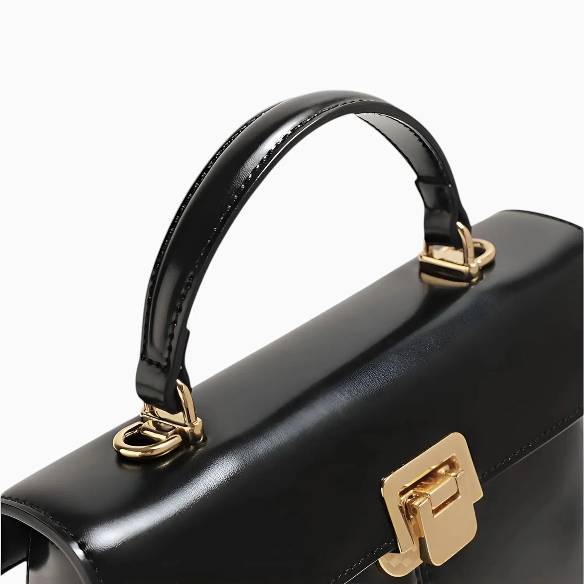 Petit sac à main cuir noir photo poignée