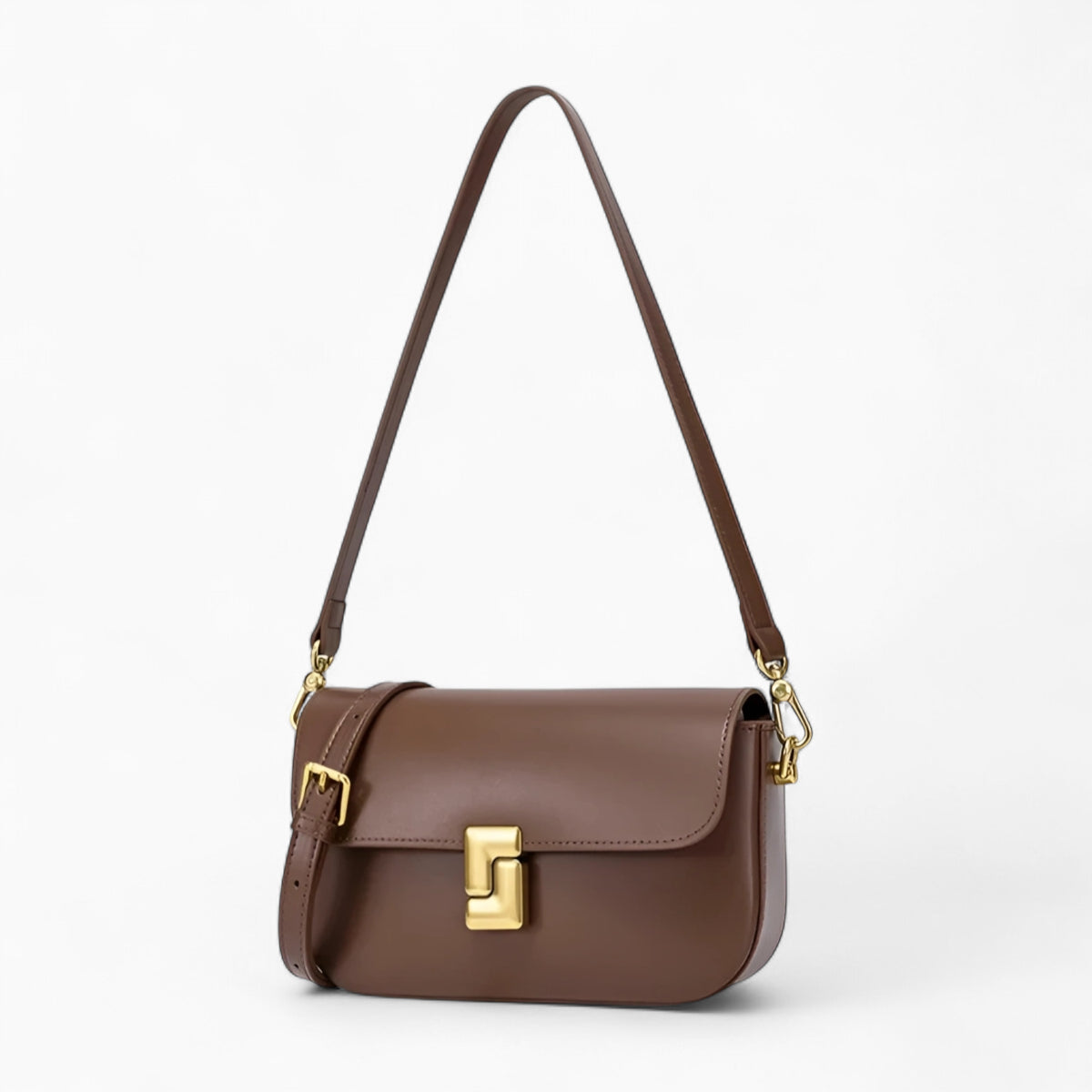 petit sac bandoulière cuir véritable lisse marron