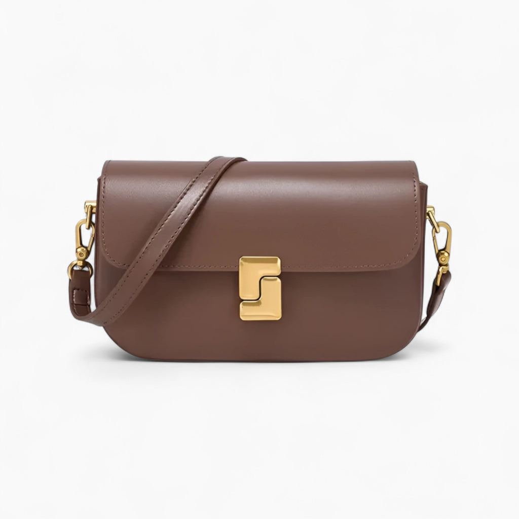 petit sac bandoulière cuir lisse marron