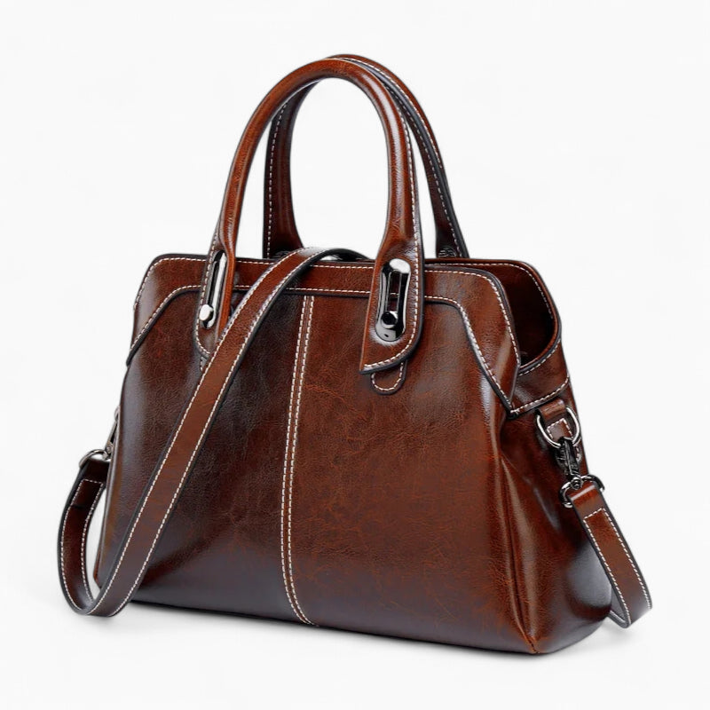 sac à main bandoulière cuir marron foncé