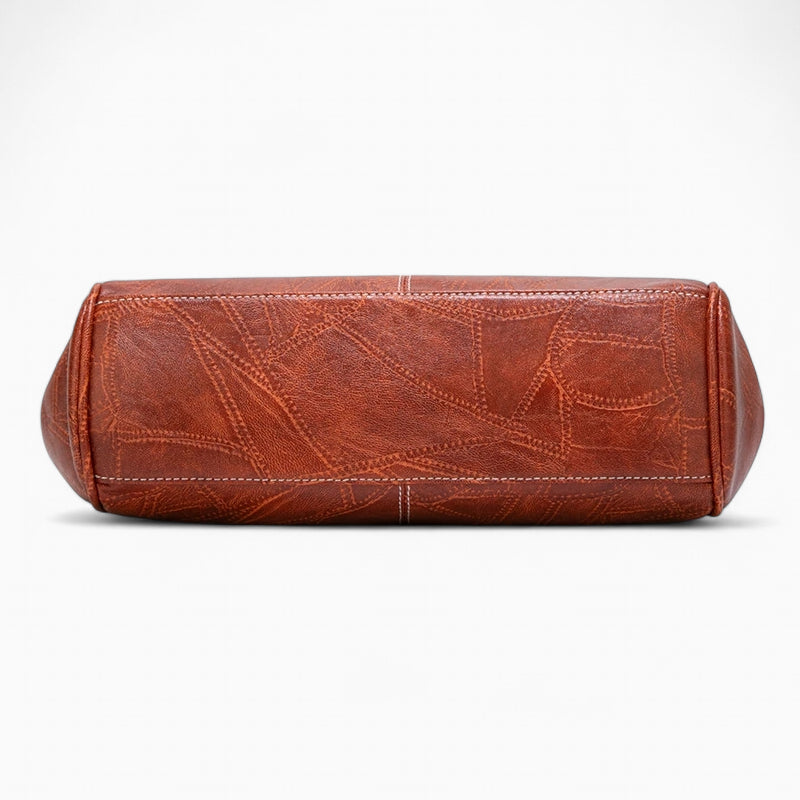 sac à main cuir vintage rétro marron vue de dessous