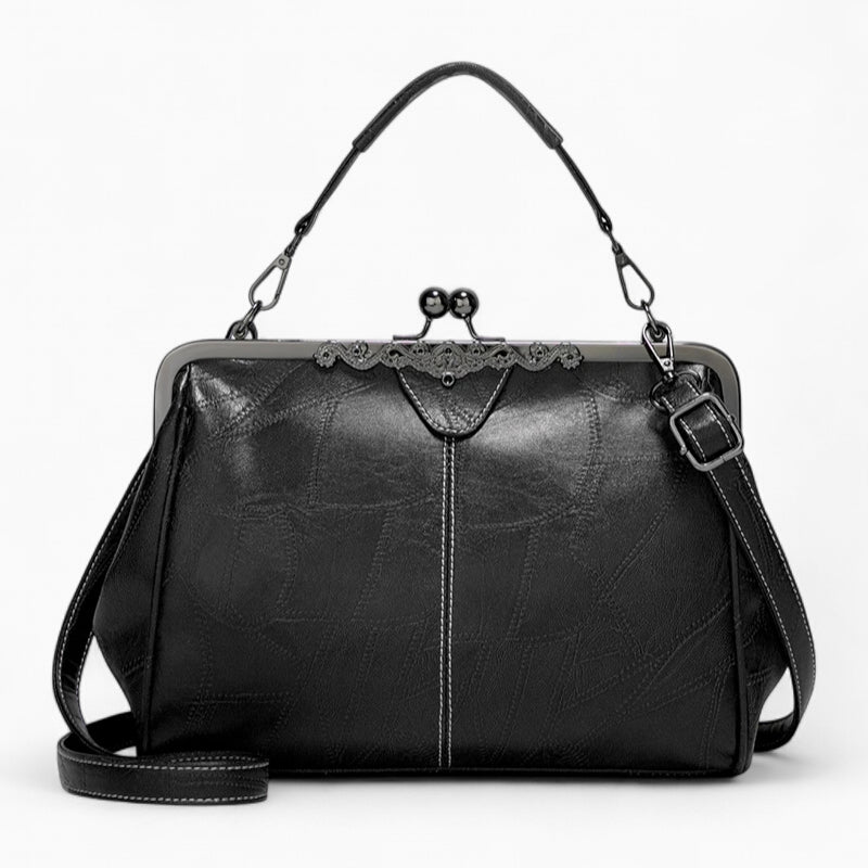 sac à main cuir vintage rétro noir
