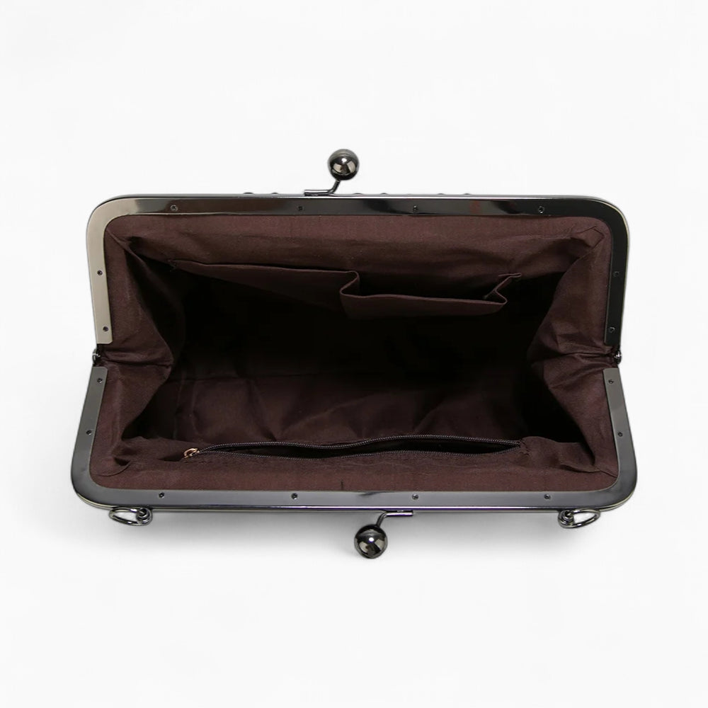 sac à main cuir vintage rétro marron vue intérieur