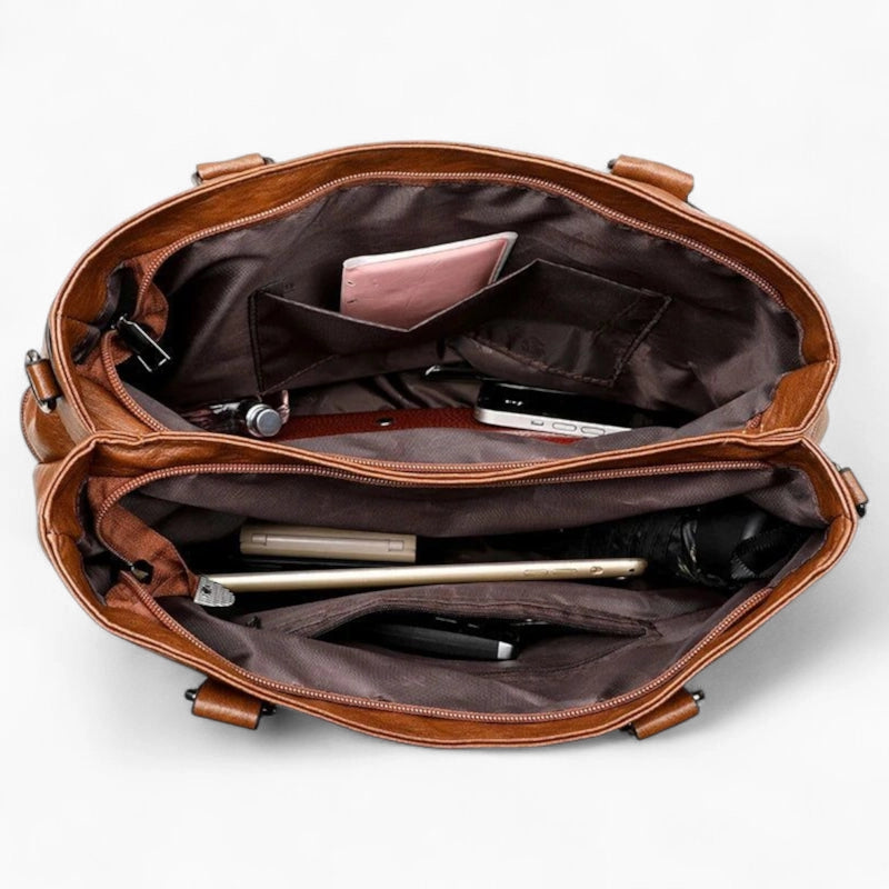 Sac à main fourre tout marron photo intérieur