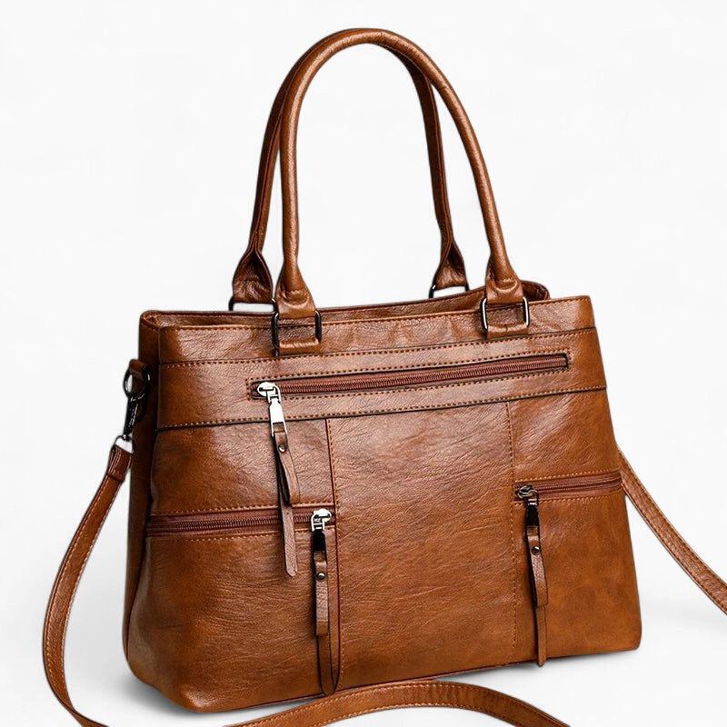 Sac à main fourre tout marron avec bandoulière