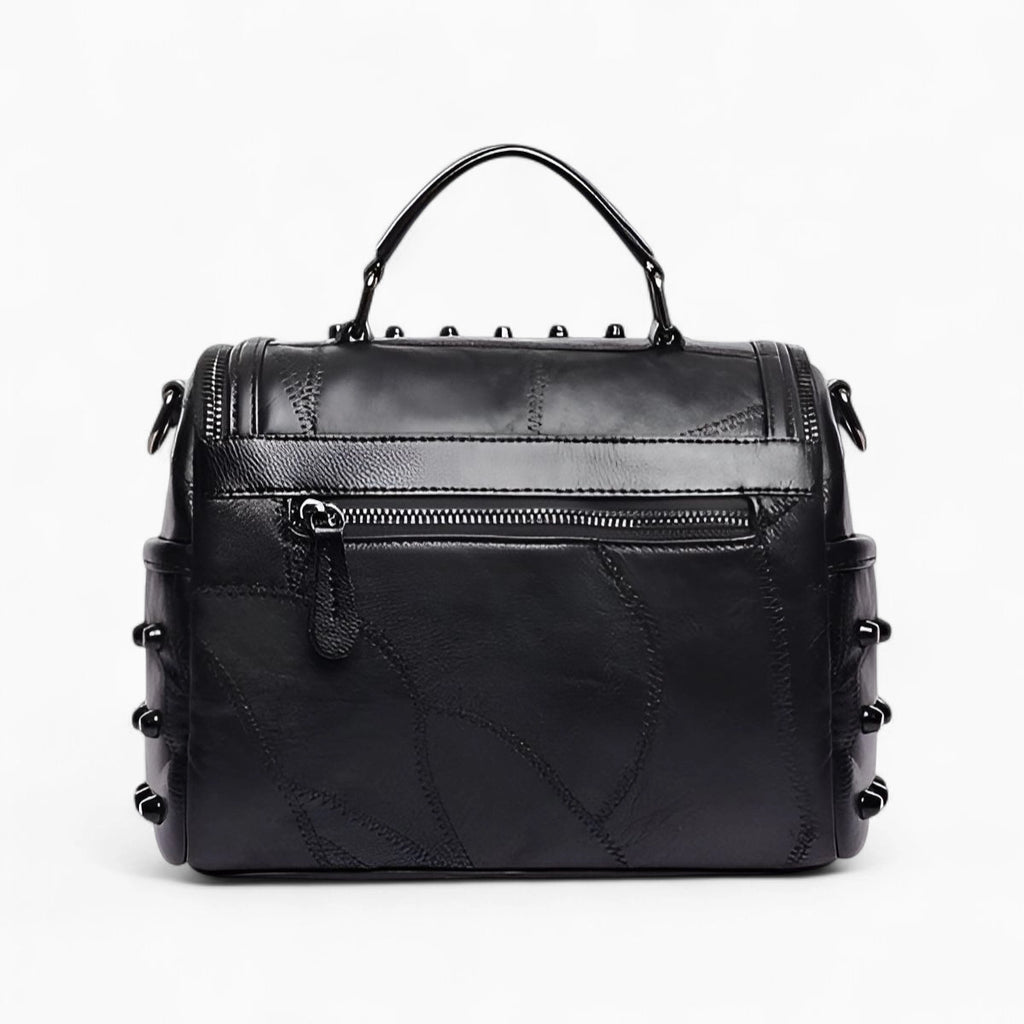 Sac à main rock cuir noir vue de derrière