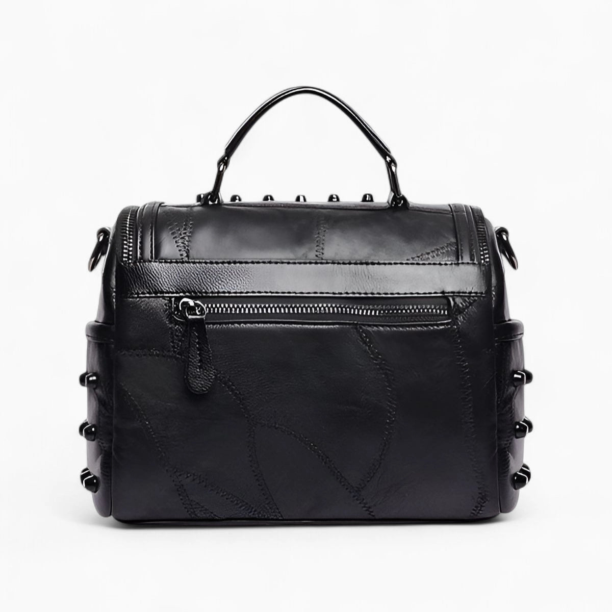 Sac à main rock cuir noir vue de derrière