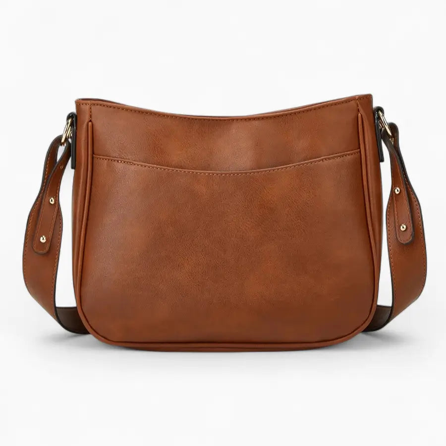 Sac bandoulière en cuir marron femme vue de derrière