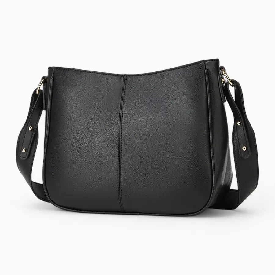 Sac bandoulière en cuir noir femme