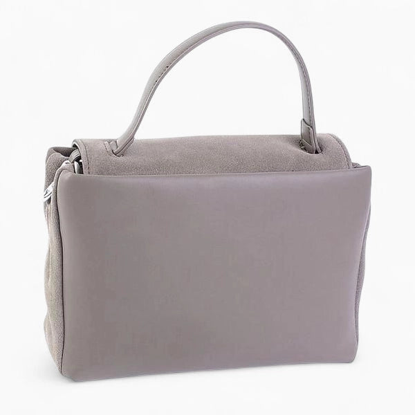Sac bandoulière en daim gris vue de derrière