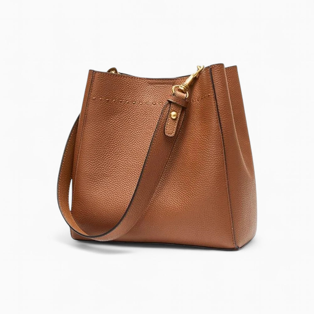 sac seau femme en cuir marron
