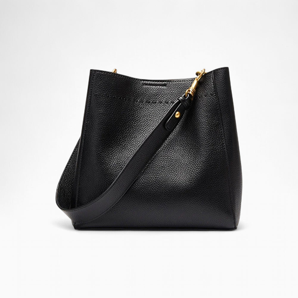 sac seau femme en cuir noir